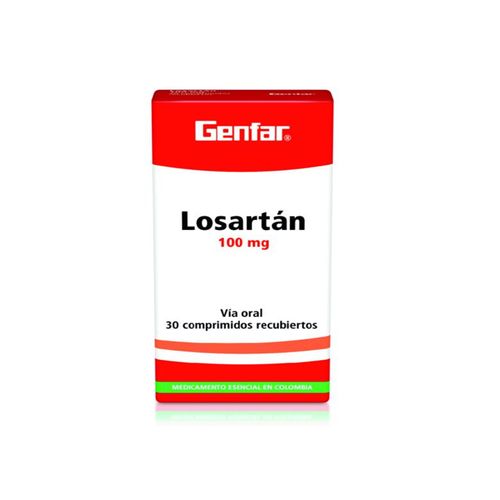 Losartan 100 Mg Caja X 30 Tabletas Genfar