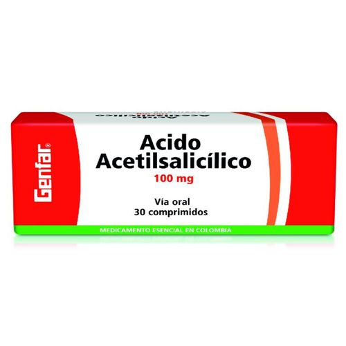 Ácido Acetil Salicílico 100 Mg Caja X 30 Tabletas Genfar