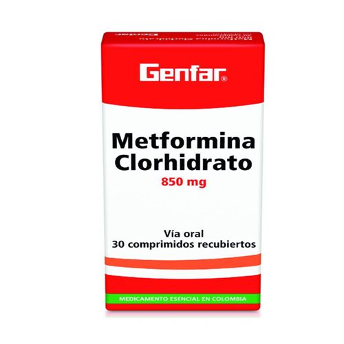 Metformina 850 Mg Caja X 30 Tabletas Genfar