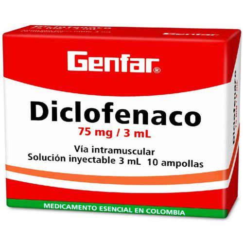 Diclofenaco 75 Mg/3 Ml Caja X 10 Ampollas Genfar