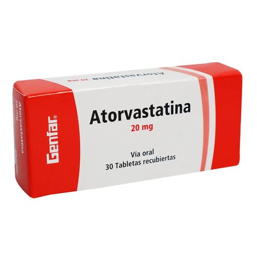 Atorvastatina 20 Mg Caja X 30 Tabletas Genfar