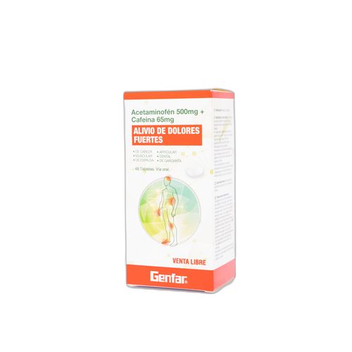 Acetaminofén 500 Mg + Cafeína 65 Mg Caja X De 48 Tabletas Genfar