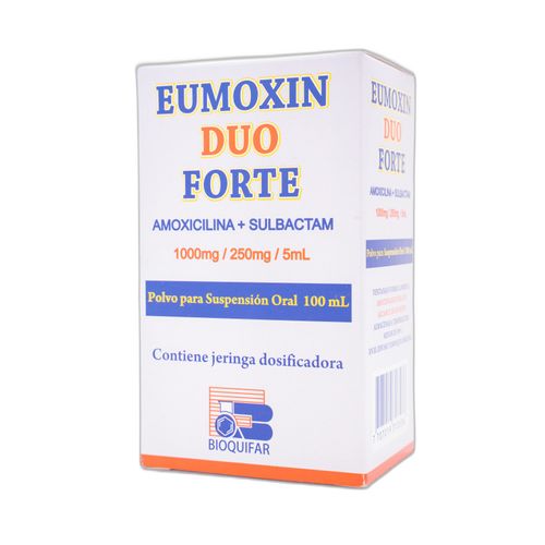 Eumoxin Duo For Amoxicilina Sulbactam 1000 Mg Frasco X 100 Ml Bioquifar