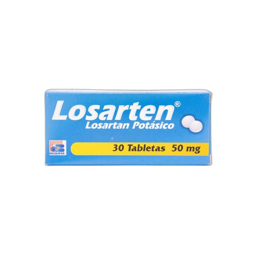 Lozarten Losartán Potásico 50 Mg Caja X 30 Tabletas Bioquifar