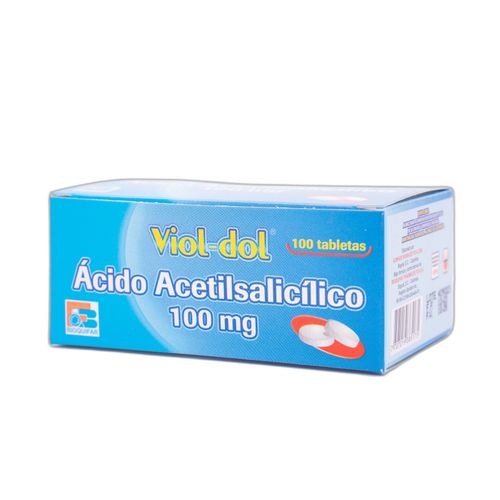 Viol-Dol Ácido Acetil Salicílico 100 Mg Caja X 100 Tabletas Bioquifar