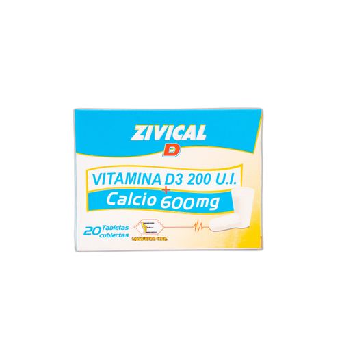 Zivical D Carbónato De Calcio 600 Mg Vitamina D3 200 Mg Caja X 20 Tabletas Labquifar