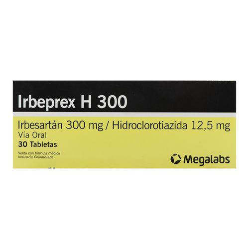 Irbeprex Irbesartan 300 Mg Hidroclorotiazida 12.5 Mg Caja X 30 Tabletas Megalabs