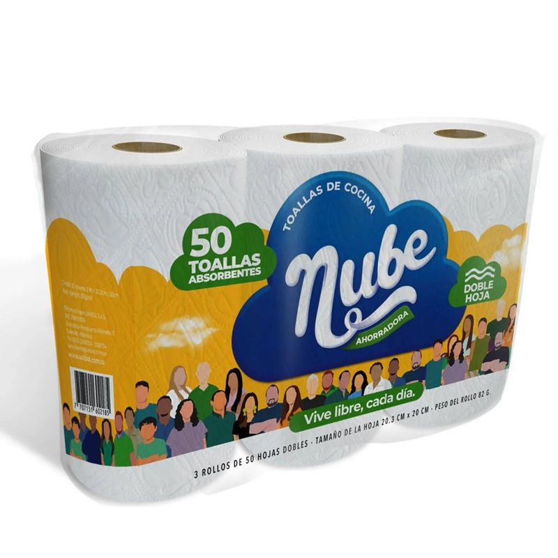Toalla De Cocina Nube 3 Rollos X 50 Hojas