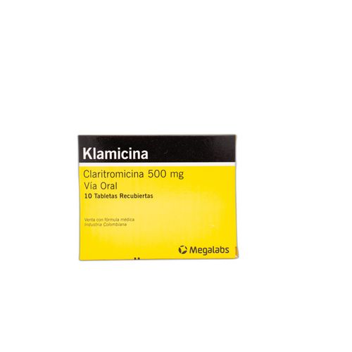 Klamicina Claritromicina 500 Mg Caja X 10 Tabletas Megalabs