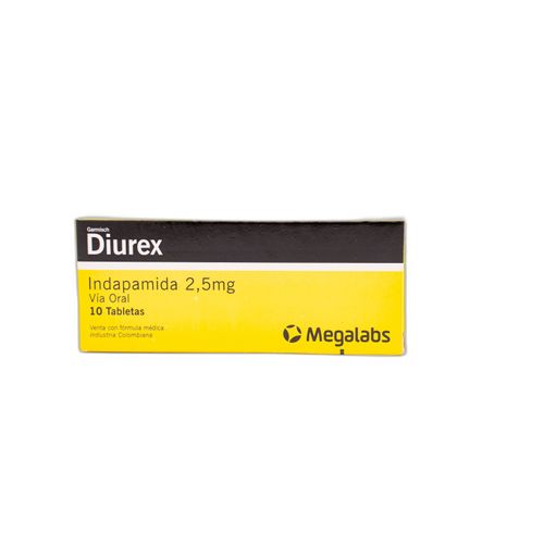 Diurex Indapamida 2.5 Mg Caja X 10 Tabletas Megalabs