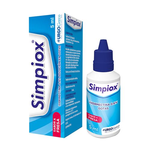 Simpiox Solución Oral Fresa Ivermectina 0.6% Frasco X 5 Ml Gerco