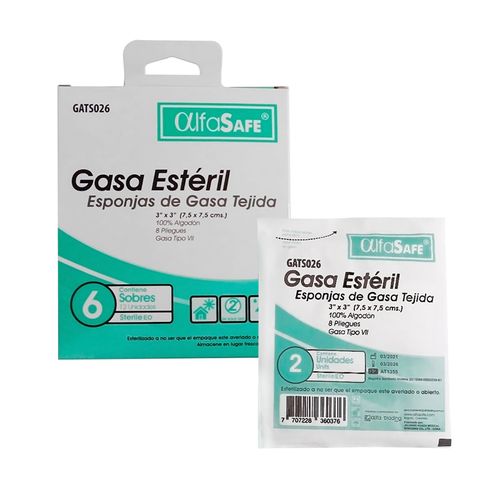 Gasa Estéril Tejida 3X3 Caja X 6 Unidades Alfa