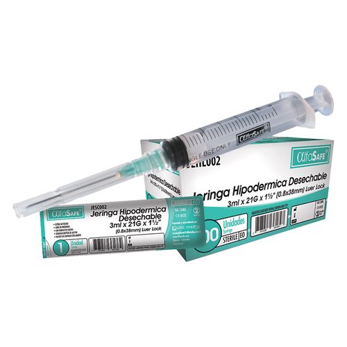 Jeringa 3 Ml 3 Partes 21 1 1/2 X 1 Alfa