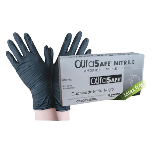 Guante Nitrilo Negro Talla M Caja X 100 Unidades Alfa