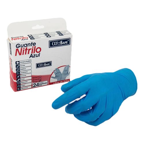 Guante Nitrilo Azul Talla Caja X 24 Unidades Alfa
