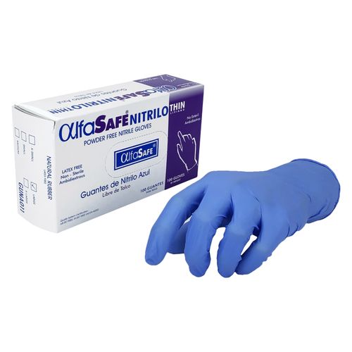 Guante Nitrilo Thin Azul Talla L Caja X 100 Unidades Alfa