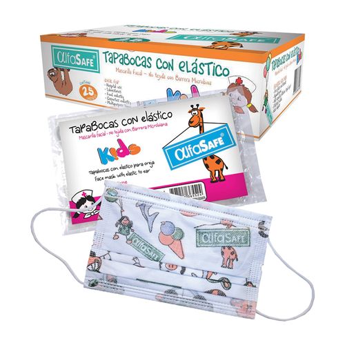 Tapabocas Desechable Elast Kids Caja X 25 Unidades Alfa