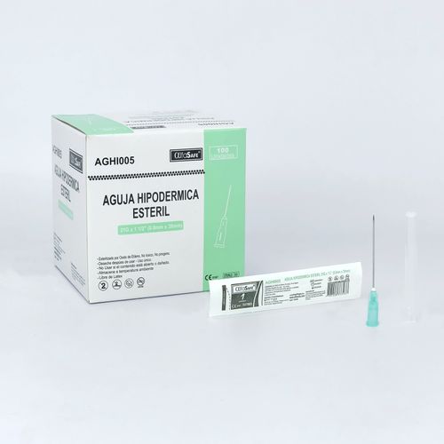 Aguja Hipodermica Alfasafe 21 X 1 1/2 Desechable Caja X 100 Und