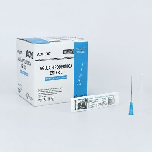 Aguja Hipodermica Alfasafe 23 X 1 1/2 Desechable Caja X 100 Und