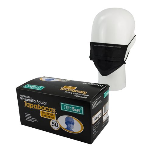 Tapaboca Alfasafe Negro Emp Indiv Caja X 50 Unidades Alfa