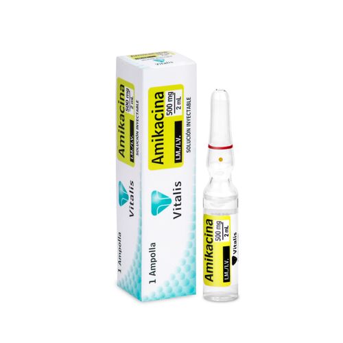 Amikacina 500 Mg/2 Ml Caja X 10 Ampollas Vitalis