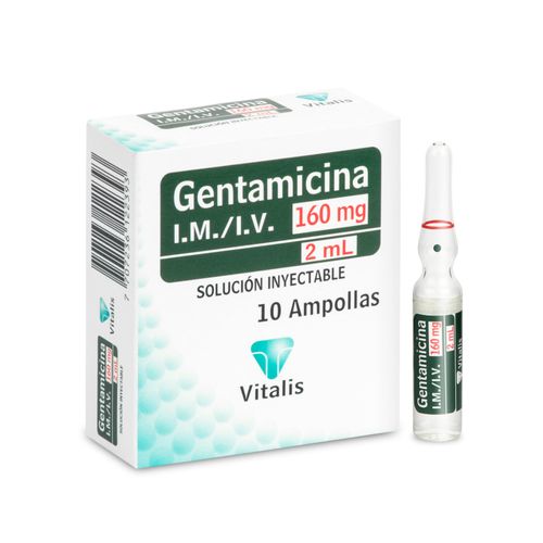 Gentamicina 160 Mg/2 Ml Caja X 10 Ampollas Vitalis