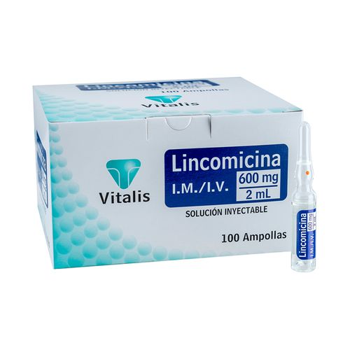 Lincomicina 600 Mg/2 Ml Caja X 100 Ampollas Vitalis