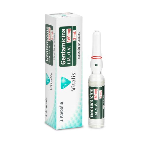 Gentamicina 160 Mg/2 Ml Inyectable Caja X 1 Vitalis
