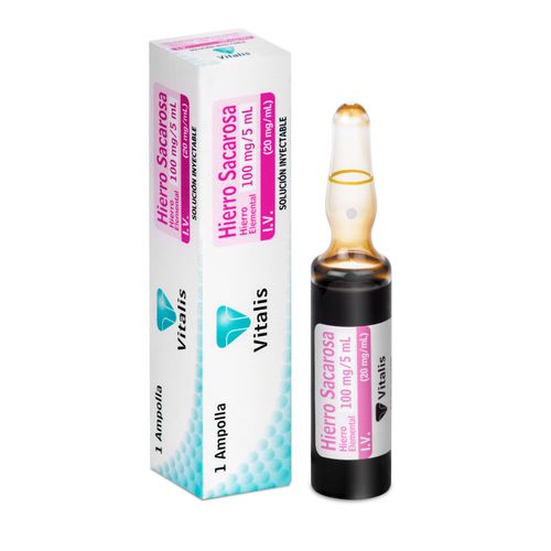 Hierro Sacarosa 100 Mg/5 Ml Caja X 1 Ampolla Solución Inyectable Vitalis