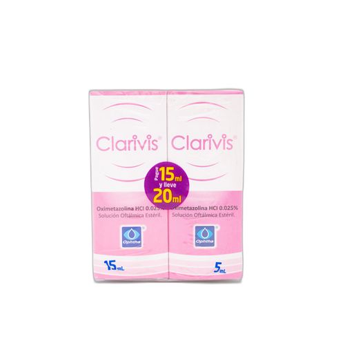 Clarivis Oximetazolina 0,25 Mg Solución Oftálmicas Frasco X 15 Ml + Gratis Gotero Clarivis 5 Ophtha