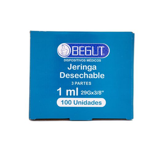 Jeringa 1 Ml Insulina Tapa Naranja Caja X 100 Begut
