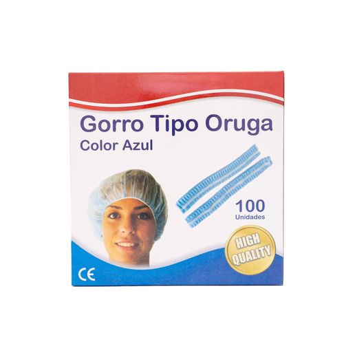 Gorro Desechable Tipo Oruga Azul Begut Caja X 100 Unidades Begut