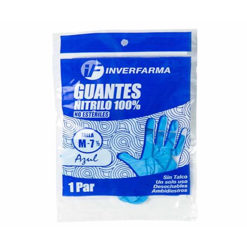 Guante Nitrilo Azul Talla M Bolsa X 2 Unidades Inverfarma