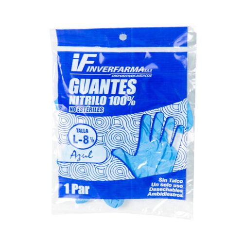 Guante Nitrilo Azul Talla L Bolsa X 2 Unidades Inverfarma