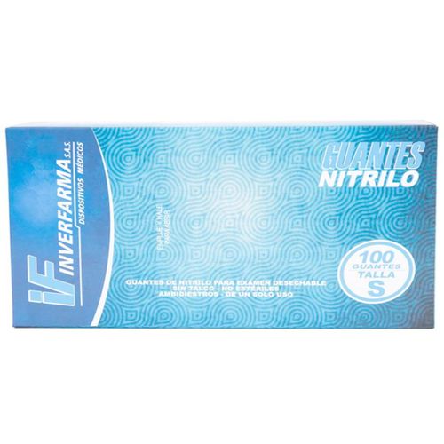 Guante Nitrilo Azul Talla S Caja X 100 Unidades Inverfarma