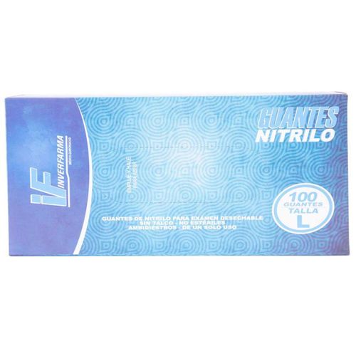 Guante Nitrilo Azul Talla L Caja X 100 Unidades Inverfarma