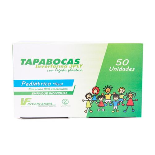 Tapabocas Pediátrico Empaque Ind Azul 50 Unidad Inverfarma
