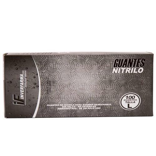 Guante Nitrilo Negro L Caja X 100 Unidades Inverfarma
