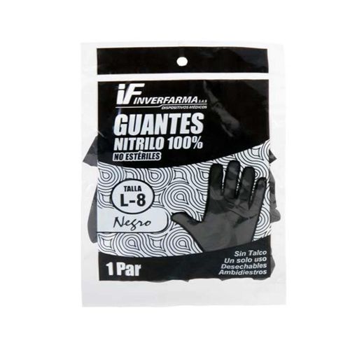 Guante Nitrilo Negro L Bolsa X 2 Unidades Inverfarma