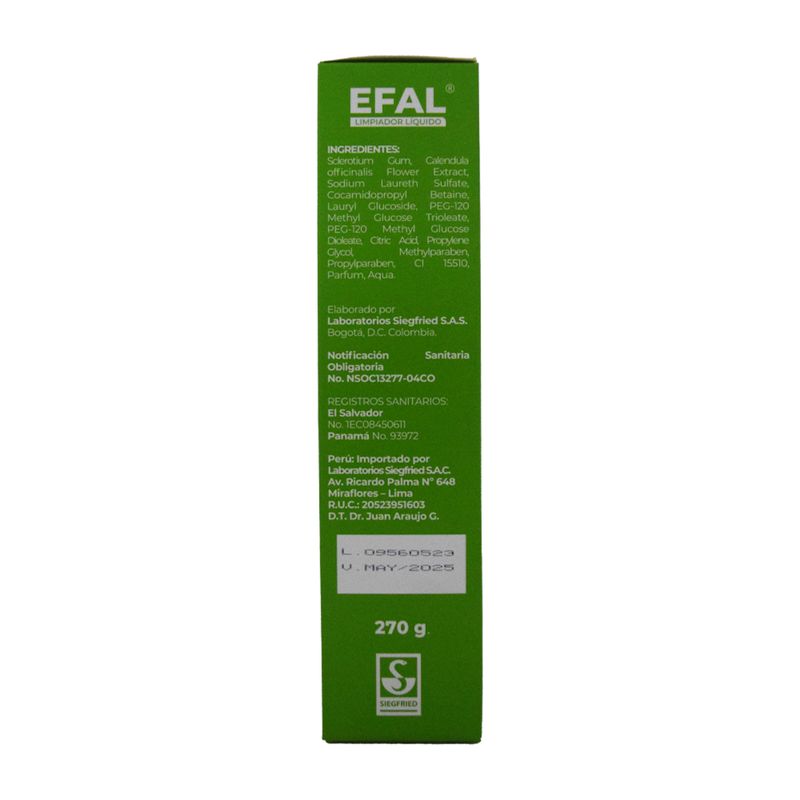 Limpiador Líquido Facial Efal Frasco X 270 Gr