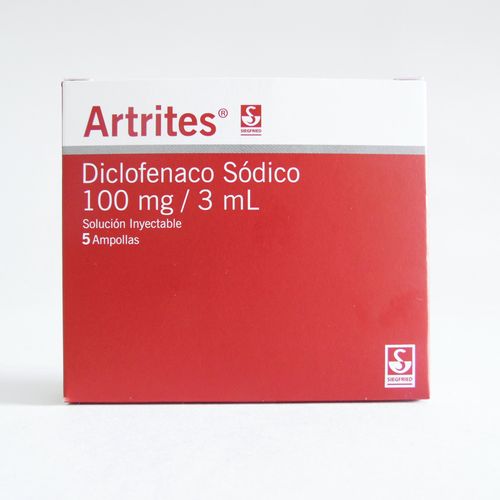 Artrites Diclofenaco Sódico 100 Mg/3 Ml Caja X 5 Ampollas Siegfried