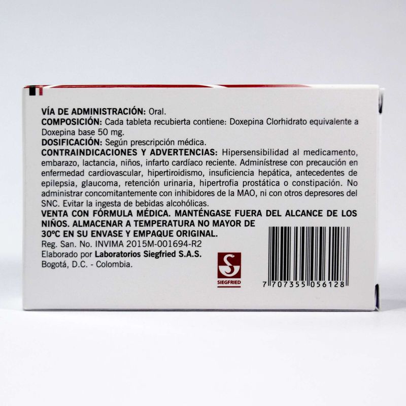 Expan Doxepina Clorhidrato 50 Mg Caja X 30 Tabletas Siegfried - AXA lo ...