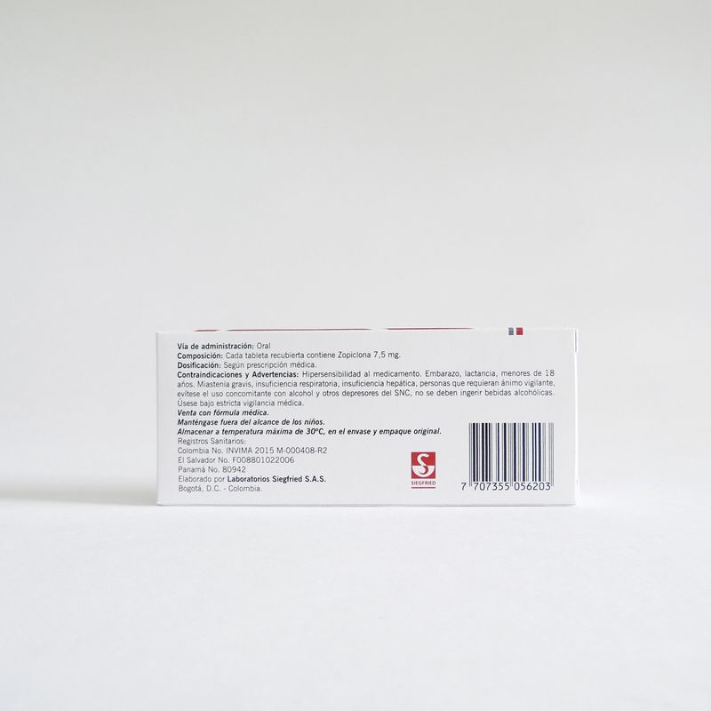 Sedorm Zopiclona 7.5 mg 20 Tabletas Rx