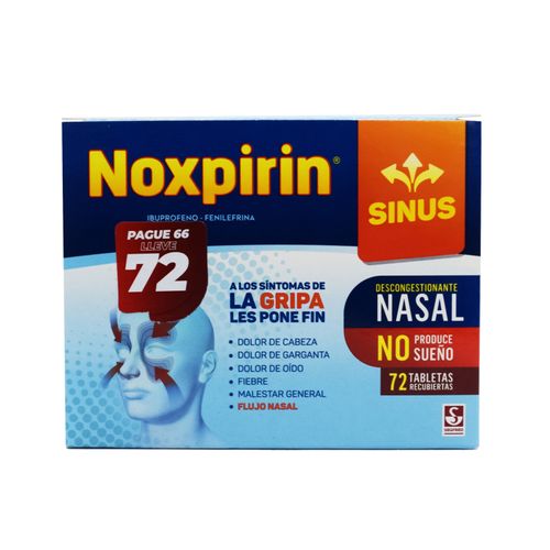 Noxpirin Sinus Ibuprofeno 200 Mg Fenilefrina Hcl 20 Mg Pague 66 Lleve 72 Tabletas Siegfried