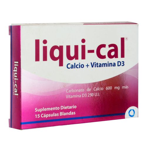 Calcio + Vitamina 3D Liqui-Cal En Caja X Por 15 Cápsulas