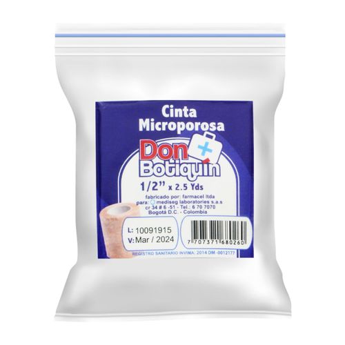 Cinta Microporosa Don Botiquín 1/2X2.5 Yarda Mediseg