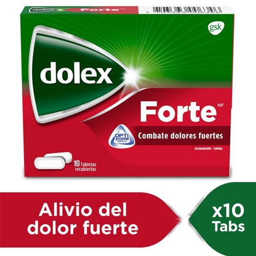 Dolex Forte Acetaminofén + Cafeína 500/65Mg Caja X 10 Tabletas Gsk