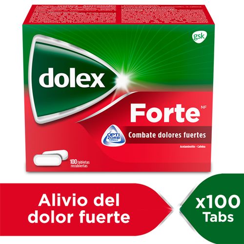 Dolex Forte Acetaminofén + Cafeína 500/65Mg Caja X 100 Tabletas Gsk