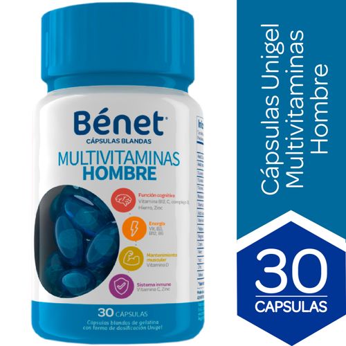 Multivitamínico Cápsulas Unigel Benet Hombre 30 Unds Nutresa