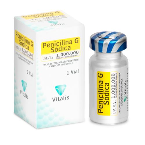 Penicilina G Sódica 1.000 U.I Caja X 1 Ampollas Solución Inyectable Vitalis